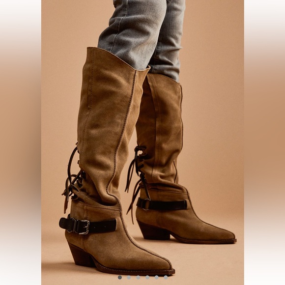 Free People Back-lace Sway low Slouchy boots - Picture 2 of 6